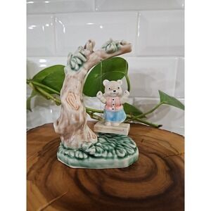 Albert E. Price Tales Of Bear Hollow Ceramic On A Tree Swing